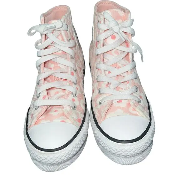 Converse Girls Chuck Taylor All Star Floral daisy Lift Platform Sneakers size 3