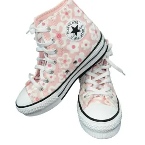 Converse Girls Chuck Taylor All Star Floral daisy Lift Platform Sneakers size 3