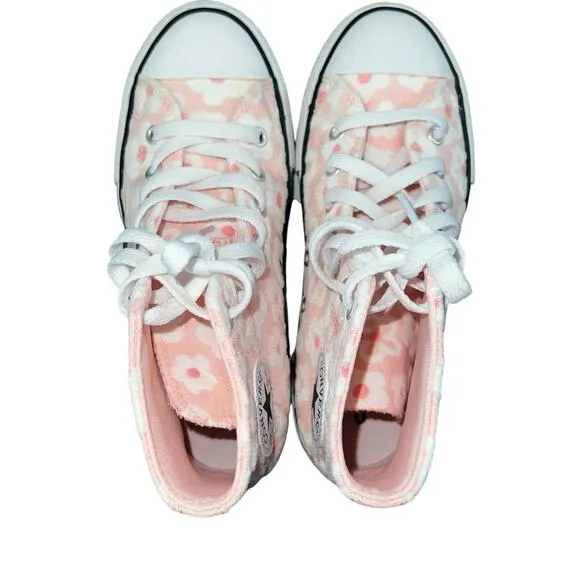 Converse Girls Chuck Taylor All Star Floral daisy Lift Platform Sneakers size 3