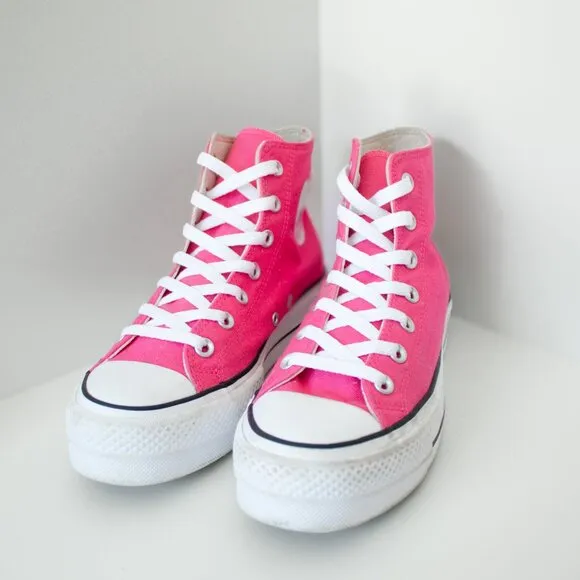 Converse Hi Top Sneakers Women's Size 8.5 Pink Taylor All Star Platform Chucks