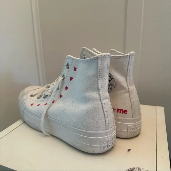 Converse High Platform Heart Sneakers Womens 10 Valentine’s Day 2022