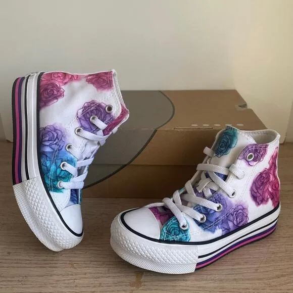 Converse High Top Platform Water Color Rose Kids Sneakers AO3353C- SZ 13 C