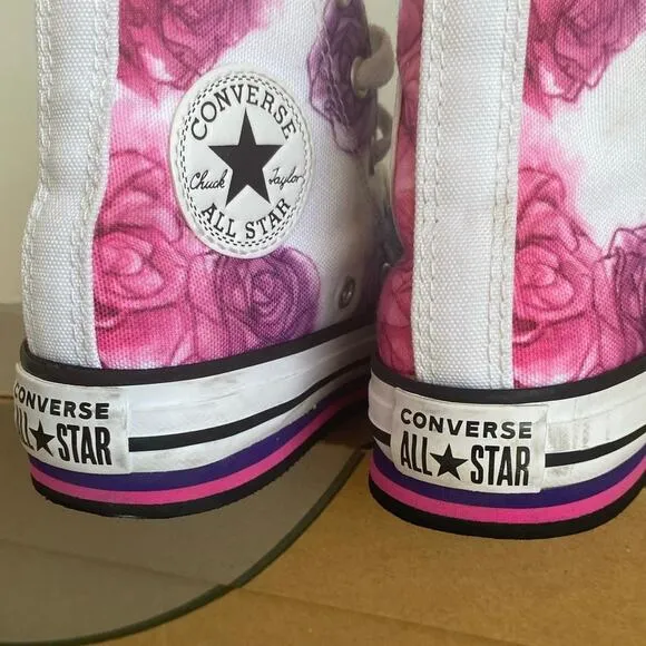 Converse High Top Platform Water Color Rose Kids Sneakers AO3353C- SZ 13 C