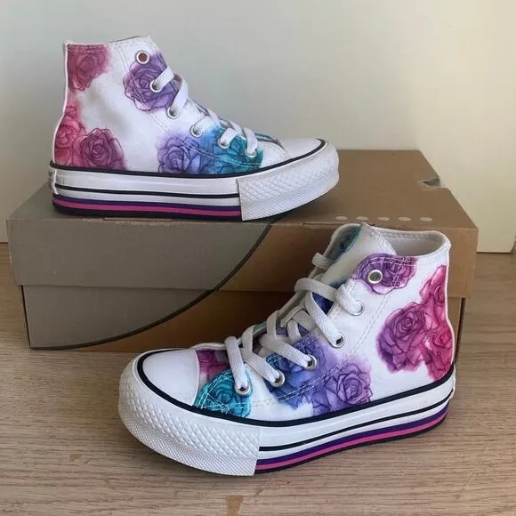 Converse High Top Platform Water Color Rose Kids Sneakers AO3353C- SZ 13 C