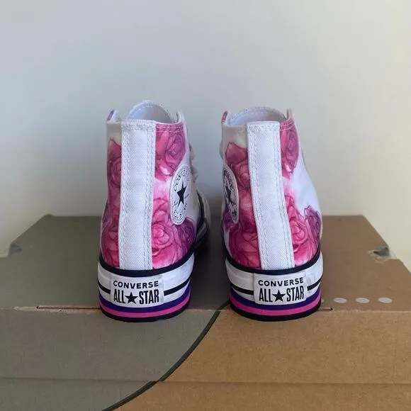 Converse High Top Platform Water Color Rose Kids Sneakers AO3353C- SZ 13 C