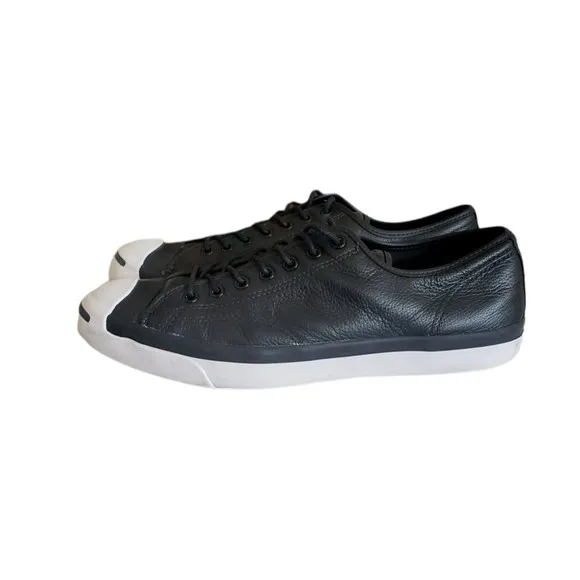 Converse jack Purcell sneakers low top Black Leather Men's Sz 11.5 Women's Sz 13