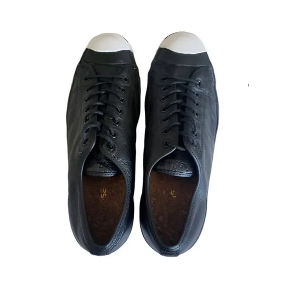 Converse jack Purcell sneakers low top Black Leather Men's Sz 11.5 Women's Sz 13