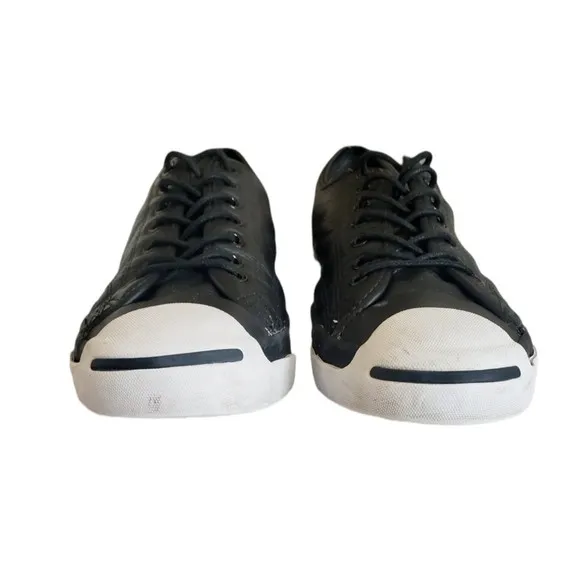 Converse jack Purcell sneakers low top Black Leather Men's Sz 11.5 Women's Sz 13