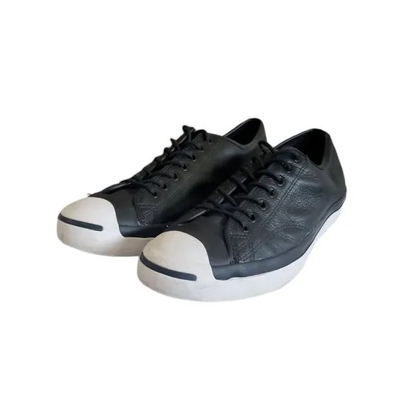 Converse jack Purcell sneakers low top Black Leather Men's Sz 11.5 Women's Sz 13