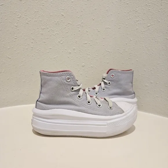 Converse Kids Unisex High Top Grey Platform Sneakers Size 12