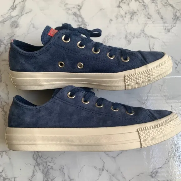 Converse Low Top Blue Suede Egret Sneakers CTAS OX 6