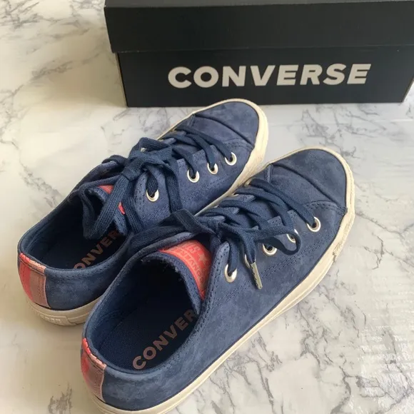 Converse Low Top Blue Suede Egret Sneakers CTAS OX 6