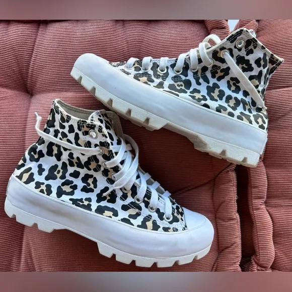 CONVERSE Lugged High-Top Platform Sneakers in Animal Print