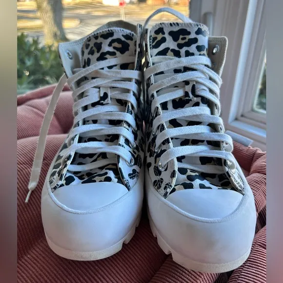 CONVERSE Lugged High-Top Platform Sneakers in Animal Print
