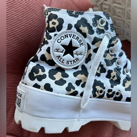 CONVERSE Lugged High-Top Platform Sneakers in Animal Print