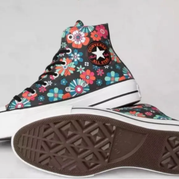 Converse / New Chuck Taylor All Star Lift Platform Floral High Top Boho Sneakers
