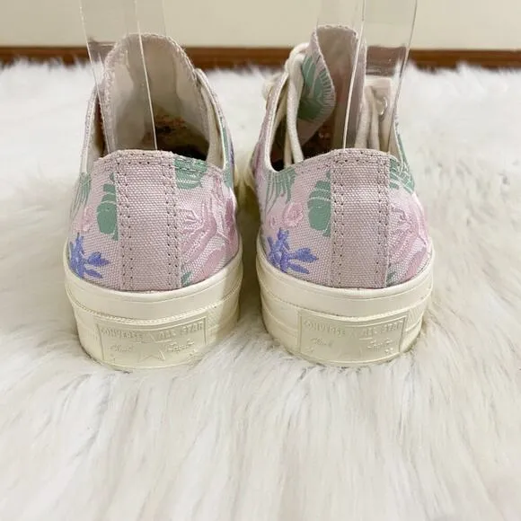 Converse Pink/Cream Chuck Taylor All Star Low Top Sneakers w Floral Embroidery