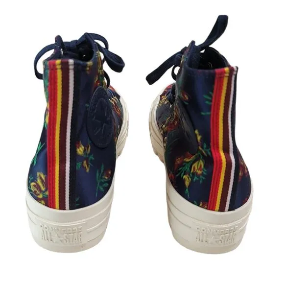 Converse Platform CTAS Lift Ripple Obsidian Navy Floral Sneakers, Women’s Size 7