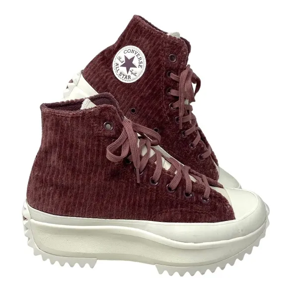 Converse Run Star Hike High Top Velvet Wine Women's Size Sneakers A03252C