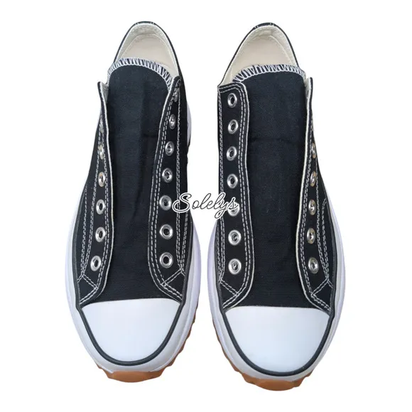 Converse Run Star Hike Low Top Daisy Black White Gum Canvas Platform M10/W11.5