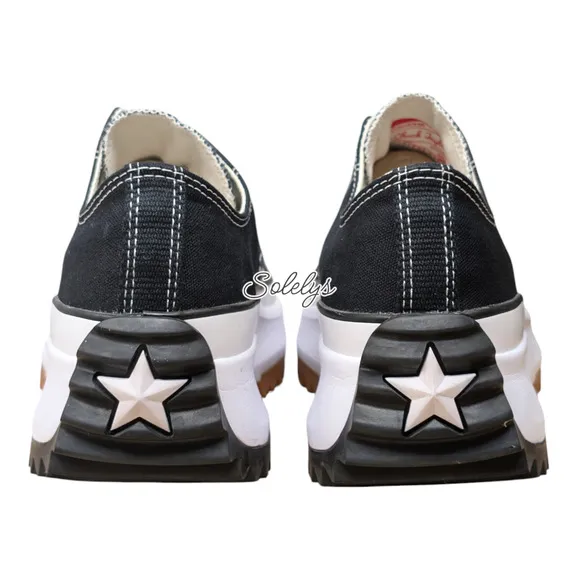 Converse Run Star Hike Low Top Daisy Black White Gum Canvas Platform M10/W11.5