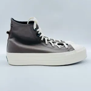 Converse Shoes Womens 9 Gray Leather High Top Sneakers Platform Canvas All Star