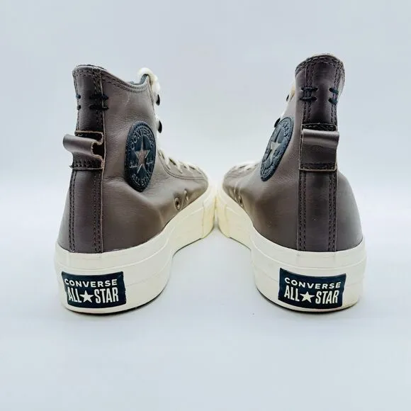 Converse Shoes Womens 9 Gray Leather High Top Sneakers Platform Canvas All Star