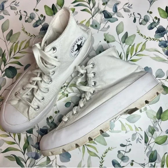 Converse White Lugged Platform Sneakers 8.5