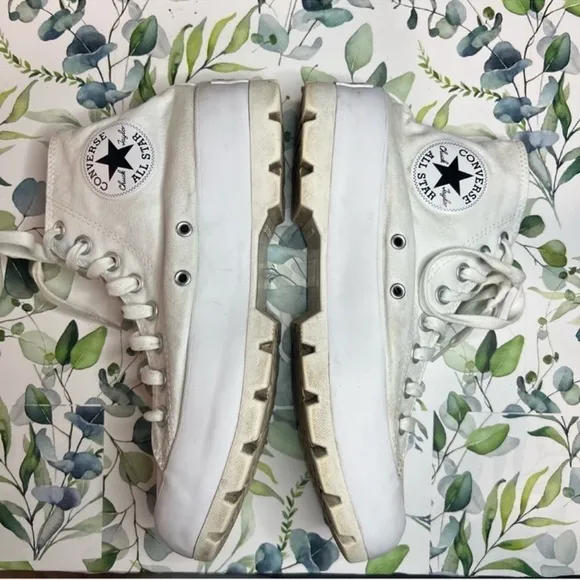 Converse White Lugged Platform Sneakers 8.5