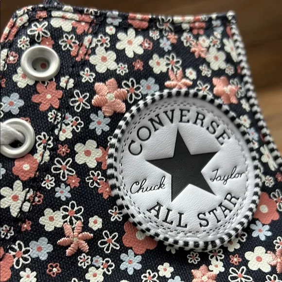 Converse Women's Floral High-Top Sneakers - Black and White