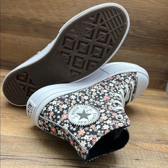 Converse Women's Floral High-Top Sneakers - Black and White