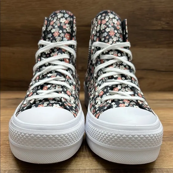 Converse Women's Floral High-Top Sneakers - Black and White