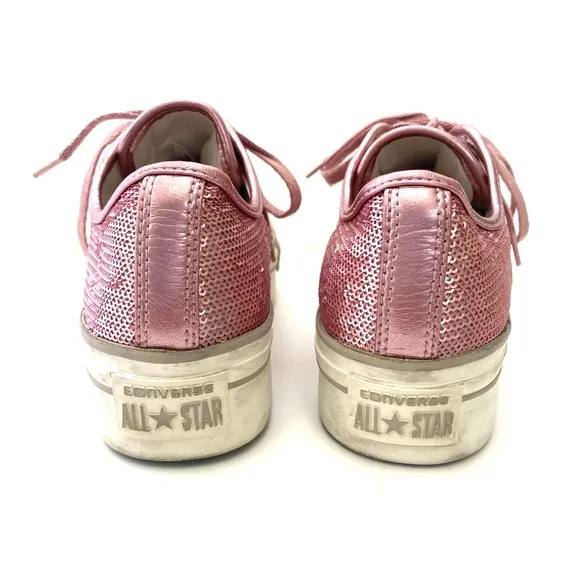 Converse Women’s Pink Sequin CTAS Low Top Platform Sneakers
