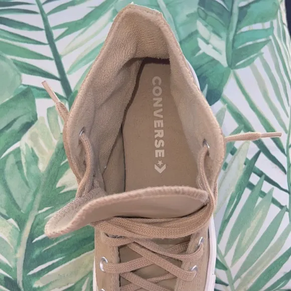 Converse Women's Tan Platform high top suede