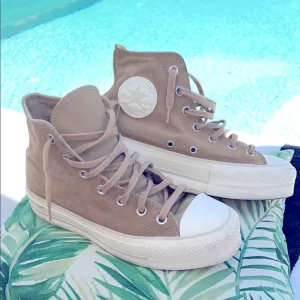 Converse Women's Tan Platform high top suede
