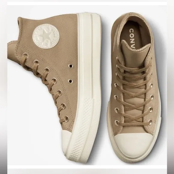 Converse Women's Tan Platform high top suede