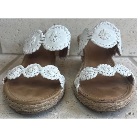 COPY - Jack Rogers Shelby White Leather Wedge Espadrille Slip On Sandals Size 8…