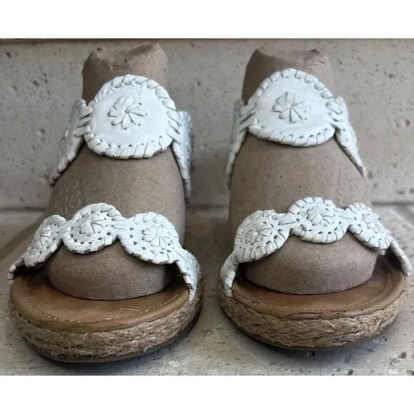 COPY - Jack Rogers Shelby White Leather Wedge Espadrille Slip On Sandals Size 8…