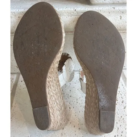 COPY - Jack Rogers Shelby White Leather Wedge Espadrille Slip On Sandals Size 8…
