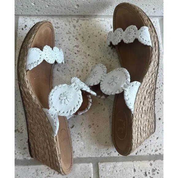 COPY - Jack Rogers Shelby White Leather Wedge Espadrille Slip On Sandals Size 8…