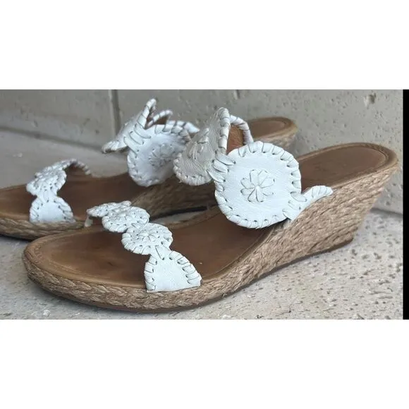 COPY - Jack Rogers Shelby White Leather Wedge Espadrille Slip On Sandals Size 8…