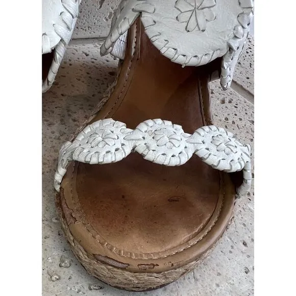 COPY - Jack Rogers Shelby White Leather Wedge Espadrille Slip On Sandals Size 8…