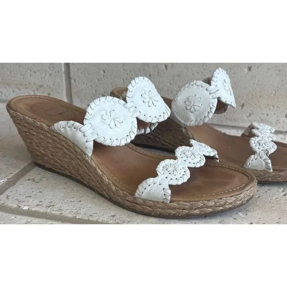 COPY - Jack Rogers Shelby White Leather Wedge Espadrille Slip On Sandals Size 8…