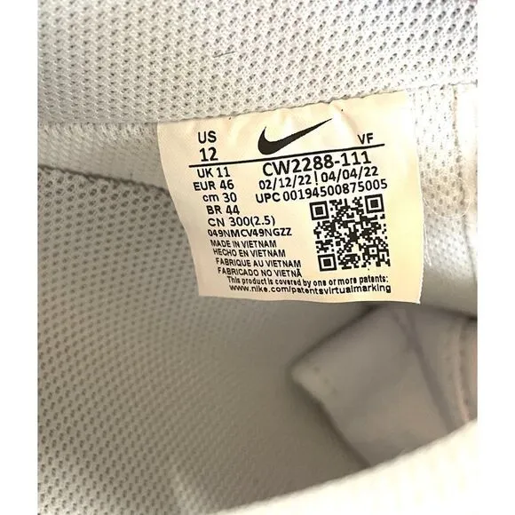 COPY - Nike Air Force 1 Triple White CW2288-111 Low Top Men’s Sneakers Size 12
