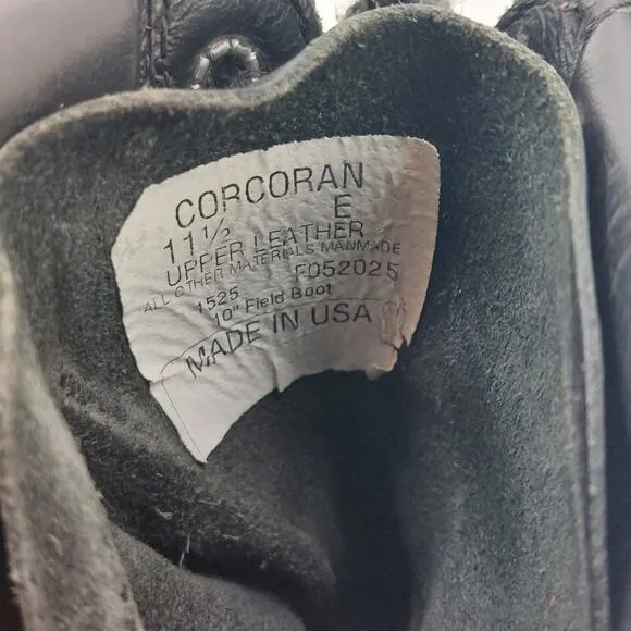 Corcoran Field Boots Size 11.5 USA Combat Black Leather Lace