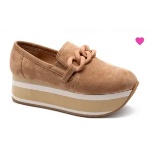Corkys Footwear Faux Suede Chain Detail Platform Slip On Sneakers New in Box