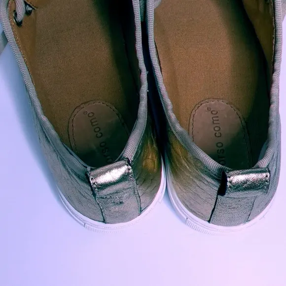 Corso Como Simone Gold Pebbled  Textured Leather Lace Up Sneakers - Size 6 Women