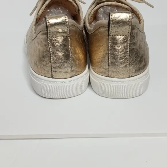 Corso Como Simone Gold Pebbled  Textured Leather Lace Up Sneakers - Size 6 Women
