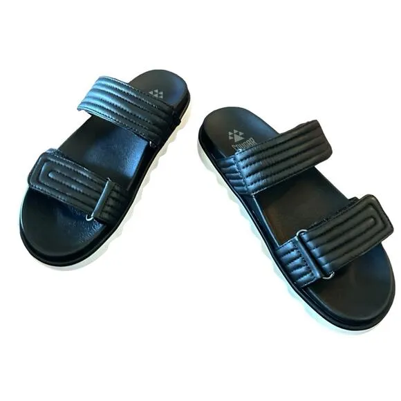 Cougar Nina Leather Lightweight Slip On Adjustable  Sandals Black NEW Size 8.5