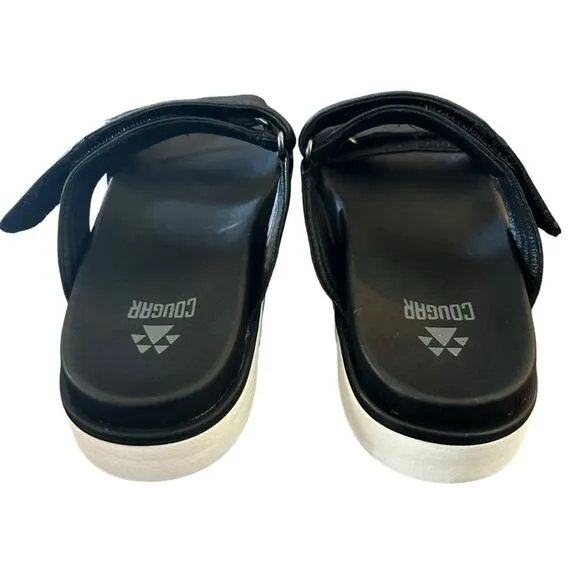 Cougar Nina Leather Lightweight Slip On Adjustable  Sandals Black NEW Size 8.5